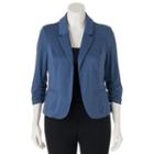 Juniors' Plus Size Candie's&reg; Ruched Lace Knit Blazer, Teens, Size: 1xl, Blue