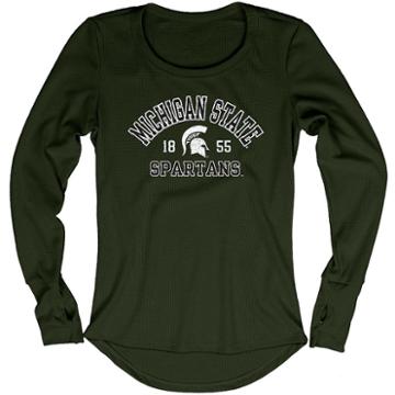 Women's Blue 84 Michigan State Spartans Thermal Long Sleeve Shirt, Size: Xl, Black