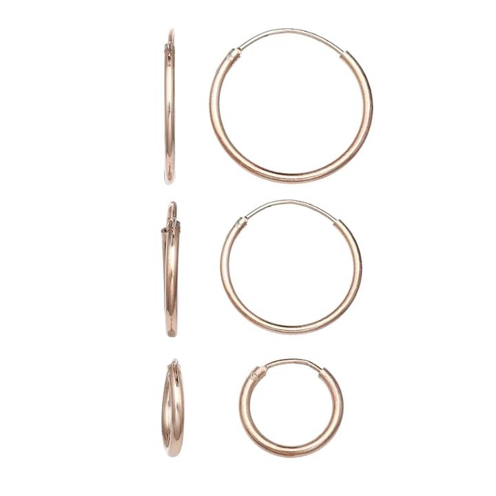Primrose Rose Gold Over Silver Endless Hoop Earrings, Women's, Pink