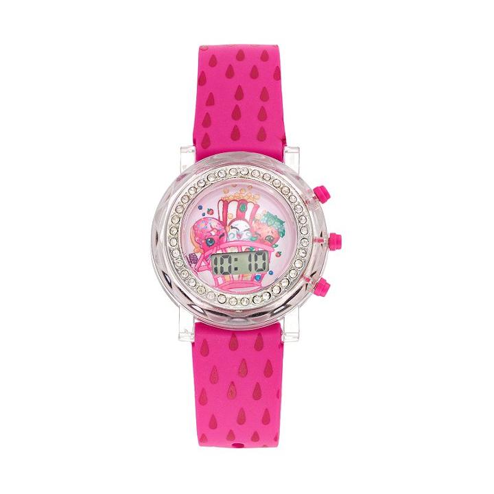 Shopkins Strawberry Kiss, D'lish Donut & Poppy Corn Girls' Digital Light-up Watch, Size: Medium, Pink