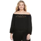 Juniors' Plus Size Candie's&reg; Smocked Off-the-shoulder Top, Girl's, Size: 1xl, Black