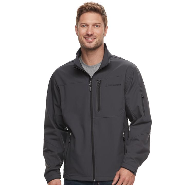 Big & Tall Free Country Super Softshell Jacket, Men's, Size: 2xb, Grey (charcoal)
