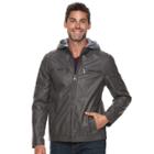 Men's Urban Republic Faux-leather Hooded Jacket, Size: Large, Grey