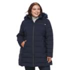 Plus Size Apt. 9&reg; Stretch Hooded Faux-fur Trim Puffer Jacket, Women's, Size: 3xl, Purple Oth