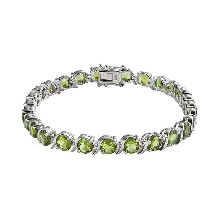 Sterling Silver Peridot Bracelet, Women's, Size: 7.5, Green