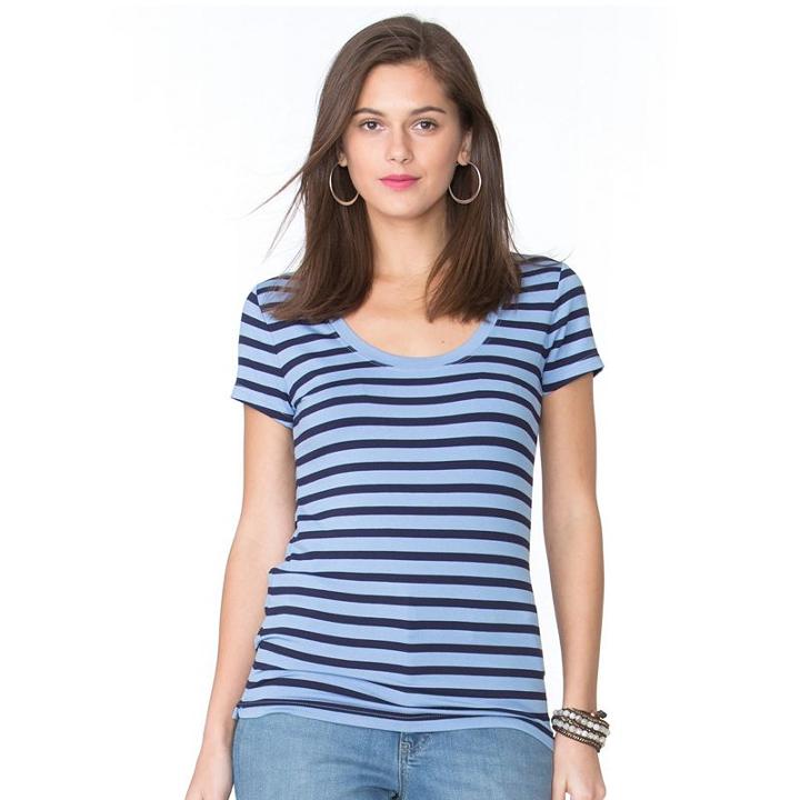 Women's Chaps Striped Tee, Size: Medium, Blue