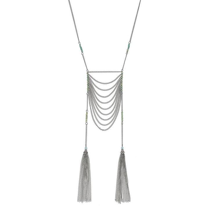 Tassel Chain Ladder Long Necklace, Women's, Silver