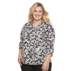 Plus Size Croft & Barrow&reg; Crepe Button-down Shirt, Women's, Size: 1xl, Brt Purple