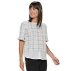 Women's Elle&trade; Plaid Mock-layer Top, Size: Medium, White