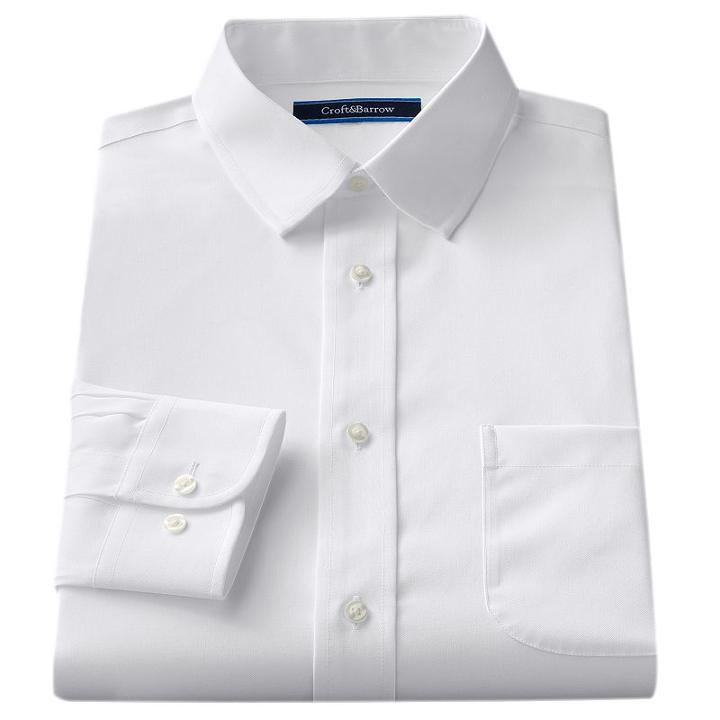 Men's Croft & Barrow&reg; Classic-fit No-iron Dress Shirt, Size: 17.5-34/35, White