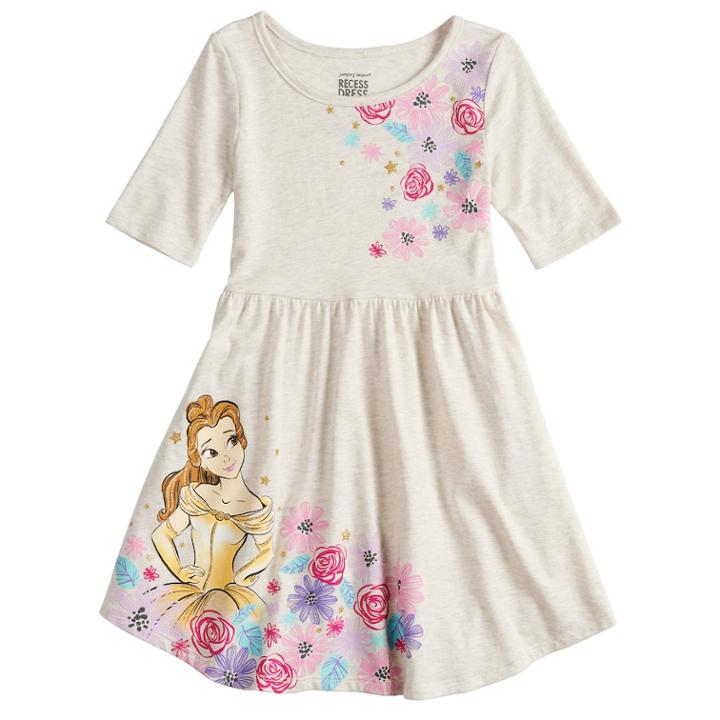 Disney's Beauty & The Beast Girls 4-10 Print Skater Dress By Jumping Beans&reg;, Size: 6, Lt Beige