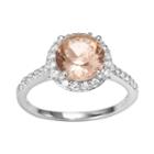 Sophie Miller Sterling Silver Simulated Morganite And Cubic Zirconia Halo Ring, Women's, Size: 6, Pink