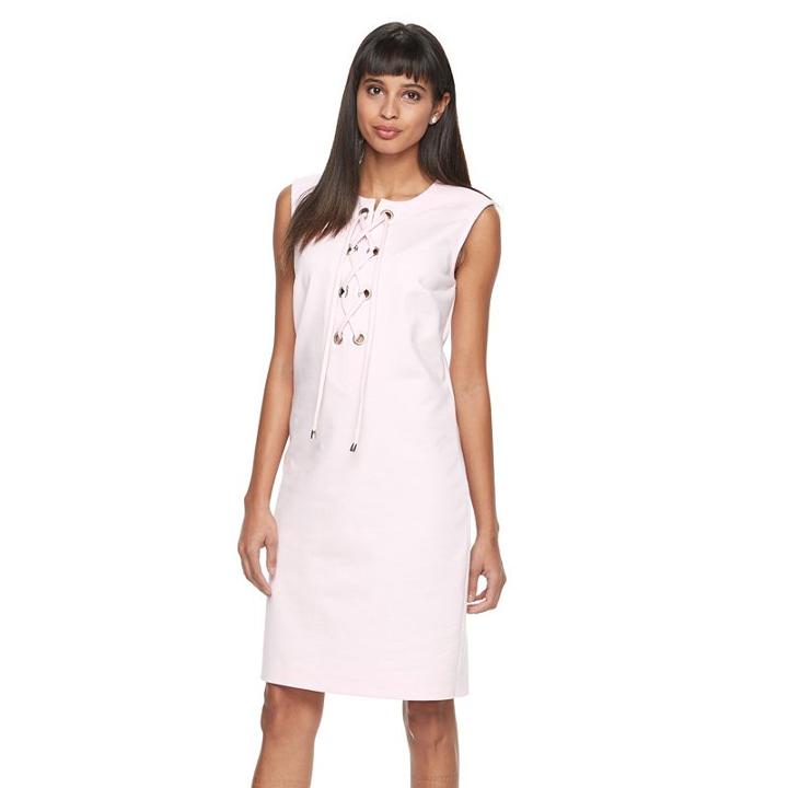 Women's Sharagano Lace-up Ponte Shirtdress, Size: 8, Pink