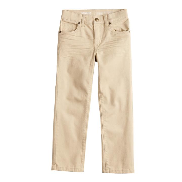 Boys 4-12 Sonoma Goods For Life&trade; Straight Comfy Waist Pants In Regular, Slim & Husky, Size: 6, Lt Beige