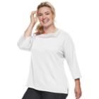 Plus Size Croft & Barrow&reg; Crochet Top, Women's, Size: 3xl, White