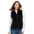 Women's Croft & Barrow&reg; Minky Velboa Fleece Vest, Size: Xxl, Black
