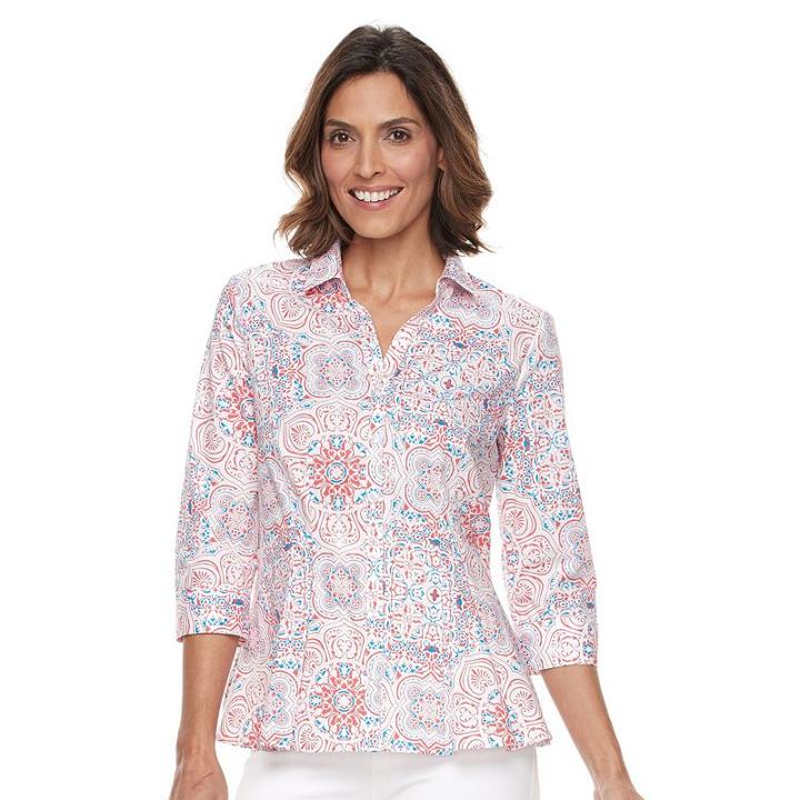 Petite Dana Buchman Pleated Peplum Shirt, Women's, Size: M Petite, Natural