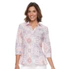 Petite Dana Buchman Pleated Peplum Shirt, Women's, Size: M Petite, Natural