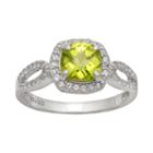 Sterling Silver Peridot And Lab-created White Sapphire Halo Ring, Women's, Size: 7, Green