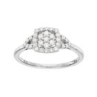 I Promise You Sterling Silver 1/3 Carat T.w. Diamond Flower Square Promise Ring, Women's, Size: 7, White