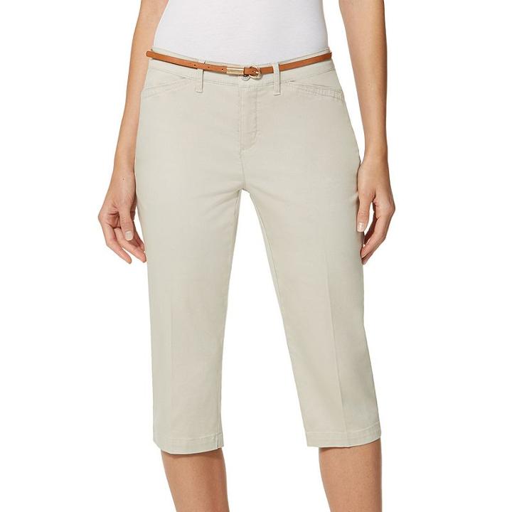 Women's Gloria Vanderbilt Anita Curvy Fit Career Capris, Size: 6, Lt Beige