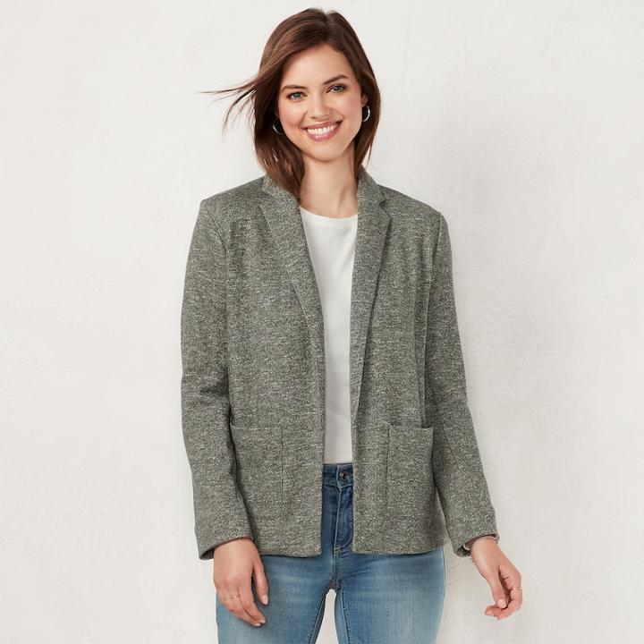 Women's Lc Lauren Conrad Cozy Open-front Blazer, Size: Large, Dark Green