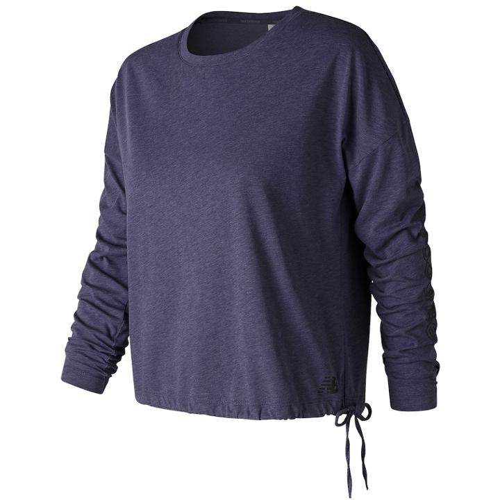 Women's New Balance Heather Tech Long Sleeve Shirt, Size: Medium, Blue