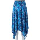 Women's Double Click Print Shark-bite Hem Skirt, Size: Small, Blue
