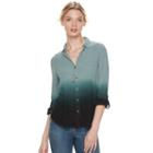 Women's Rock & Republic&reg; Crinkle Ombre Shirt, Size: Xl, Med Grey