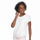Petite Croft & Barrow&reg; Lace Front Tee, Women's, Size: Xl Petite, White