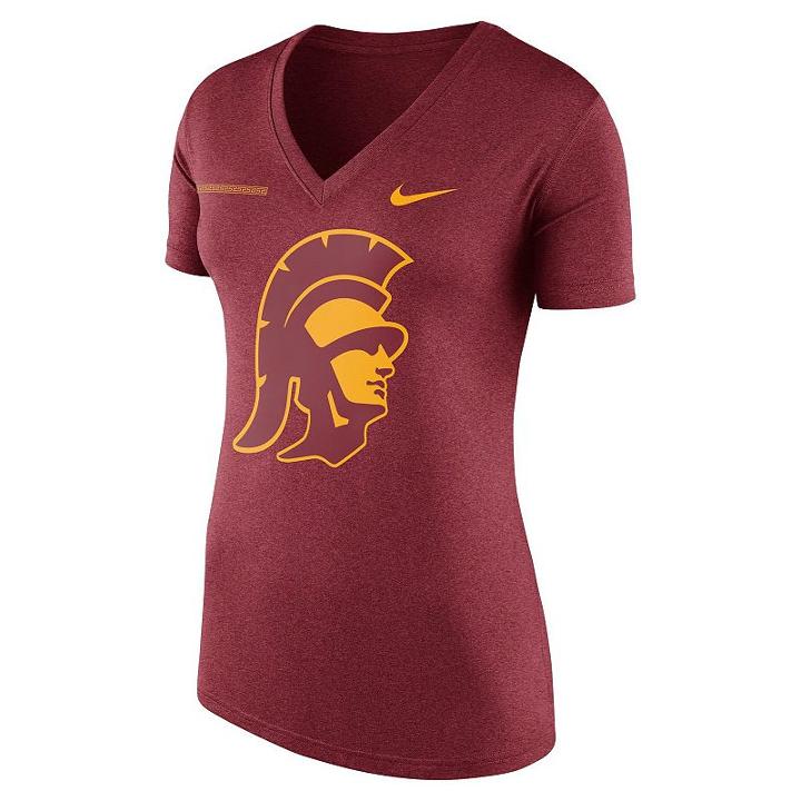 Women's Nike Usc Trojans Striped Bar Tee, Size: Medium, Red