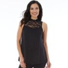 Women's Apt. 9&reg; Lace Mockneck Swing Tank, Size: Small, Black