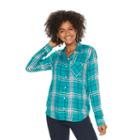 Juniors' So&reg; Twill Button-down Shirt, Girl's, Size: Xs, Med Green