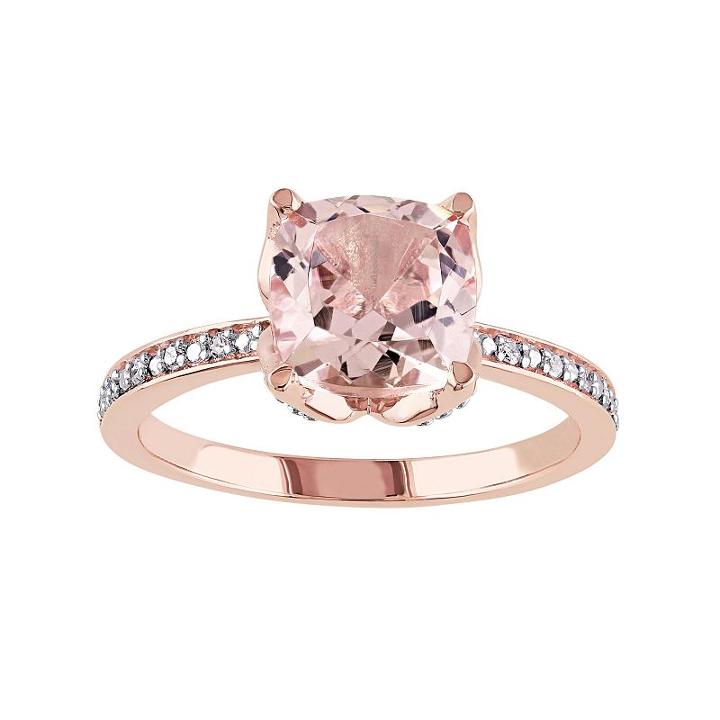 10k Rose Gold Morganite & Diamond Accent Engagement Ring, Women's, Size: 6, Pink