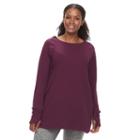 Plus Size Tek Gear&reg; Hooded Long Sleeve Dress, Women's, Size: 3xl, Drk Purple