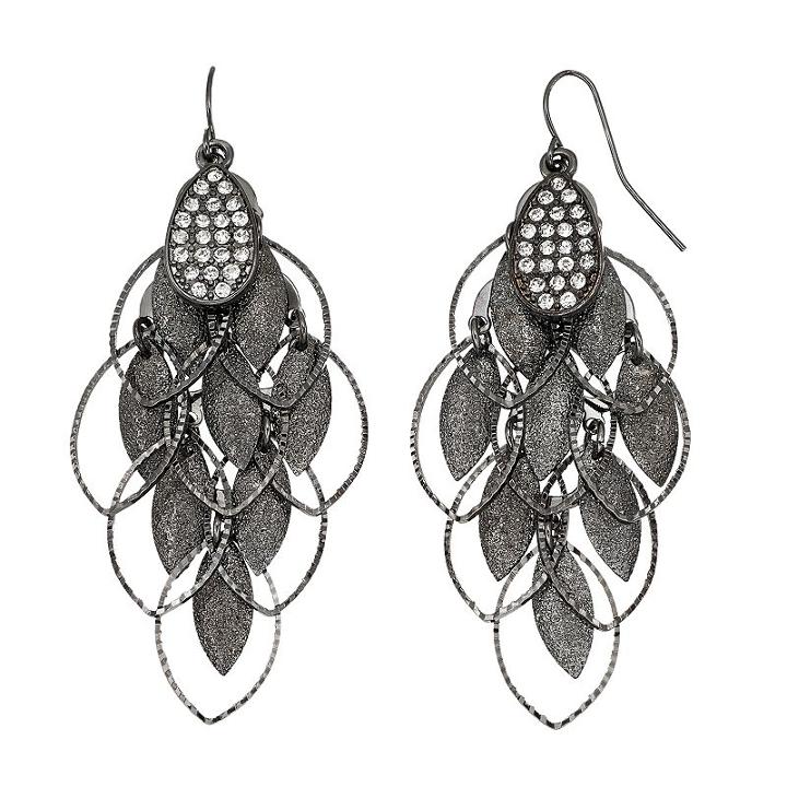 Black Marquise Nickel Free Kite Earrings, Women's, Oxford
