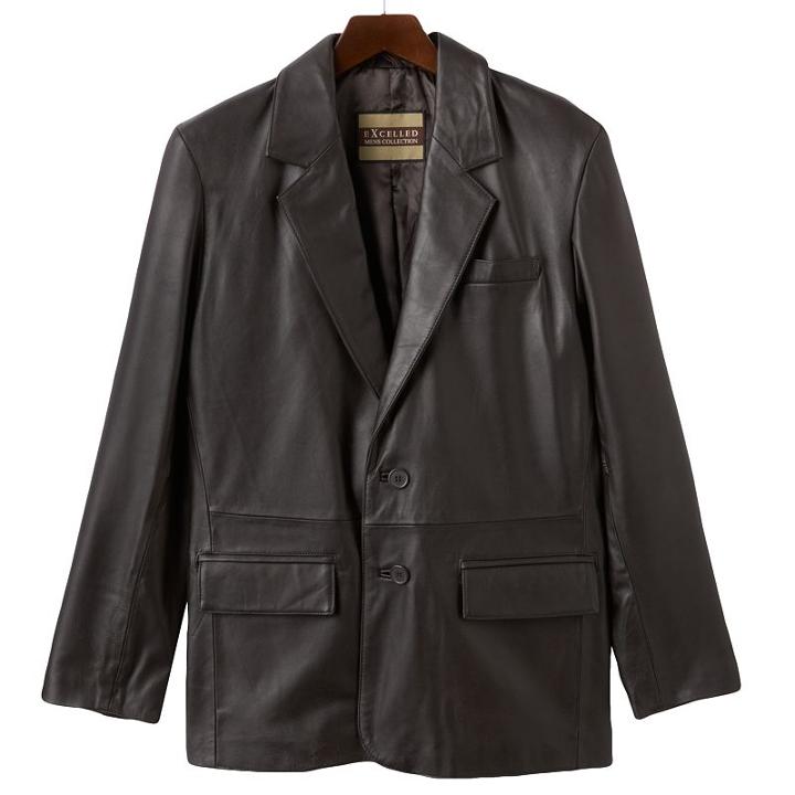 Big & Tall Excelled Leather Blazer Jacket, Men's, Size: 46 Long, Brown