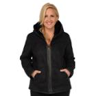 Plus Size Excelled Faux-shearling Hooded Jacket, Women's, Size: 1xl, Black