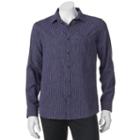 Men's Marc Anthony Slim-fit Striped Linen-blend Button-down Shirt, Size: Medium, Blue