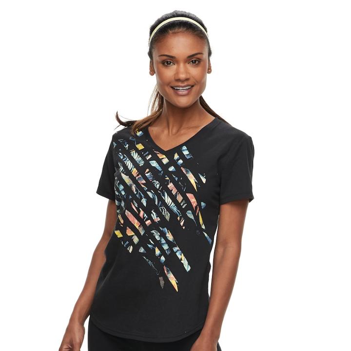 Women's Petite Tek Gear&reg; Core Short Sleeve Tee, Size: L Petite, Black