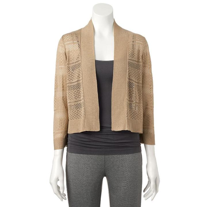 Women's Ronni Nicole Crochet Shrug, Size: Medium, Med Beige