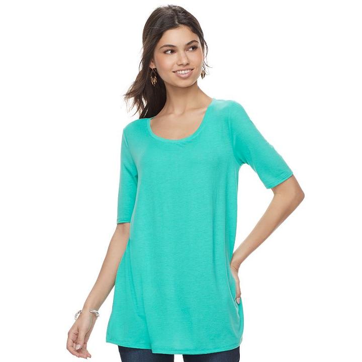Juniors' So&reg; Solid Elbow Sleeve Tunic, Teens, Size: Large, Turquoise/blue (turq/aqua)
