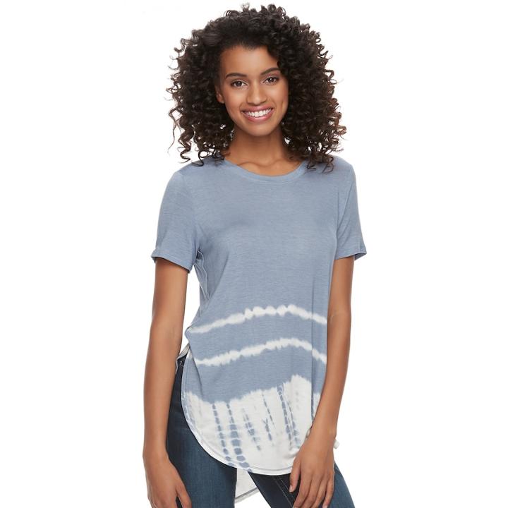 Juniors' Mudd&reg; Tie-dye Shirttail Tee, Teens, Size: Large, Med Blue
