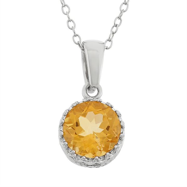 Tiara Citrine Terling Silver Pendant Necklace, Women's, Size: 18, Yellow