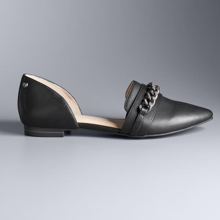 Simply Vera Vera Wang Longboat Women's D'orsay Flats, Size: 9, Black