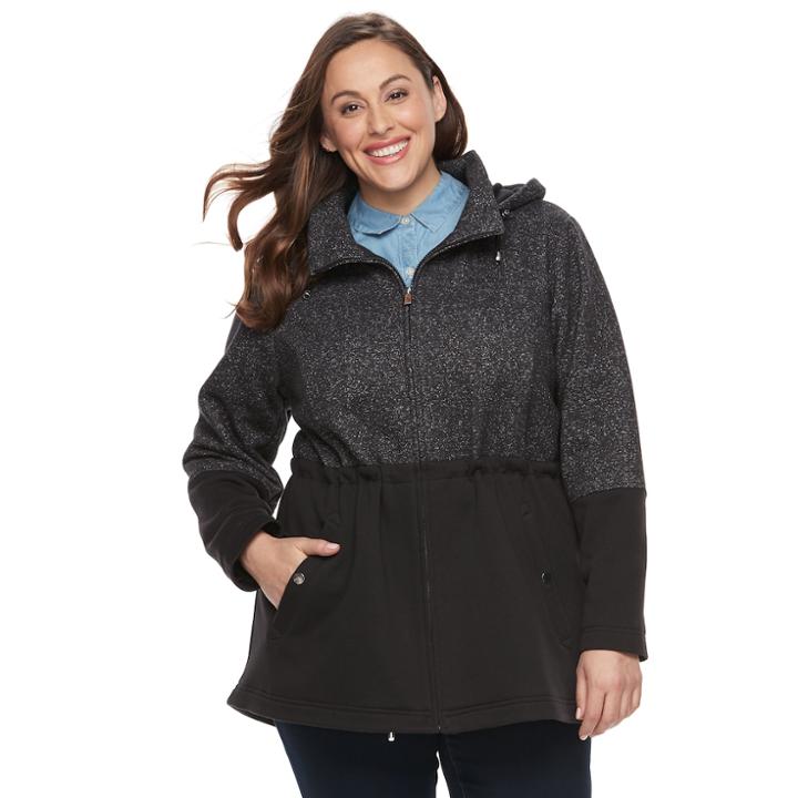 Plus Size D.e.t.a.i.l.s Fleece Anorak Jacket, Women's, Size: 3xl, Black