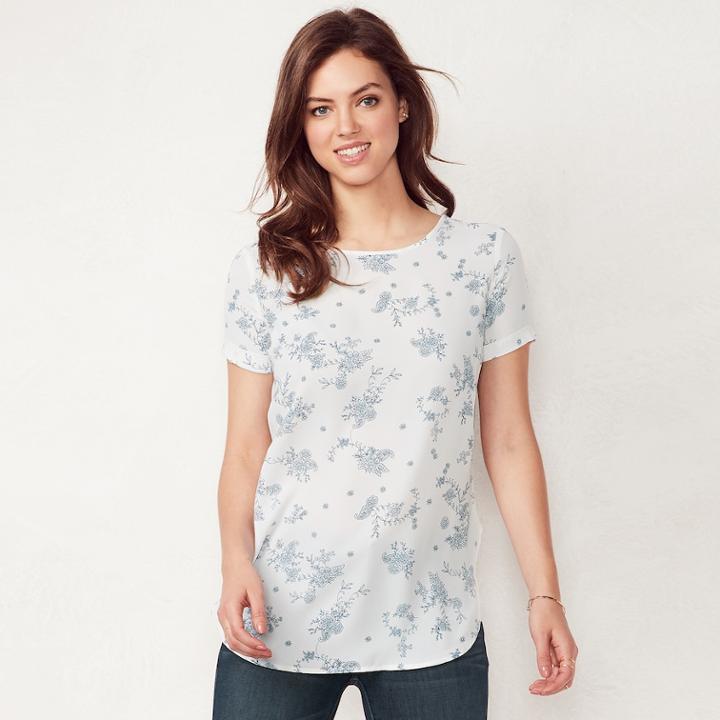 Women's Lc Lauren Conrad Keyhole Tee, Size: Medium, White