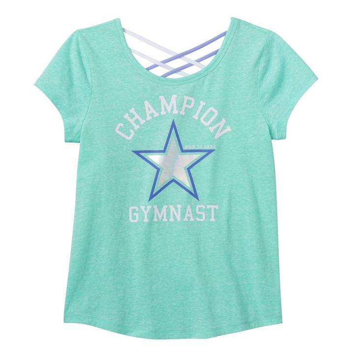 Girls 7-16 & Plus Size So&reg; Criss Cross Back Active Graphic Tee, Girl's, Size: 20 1/2, Turquoise/blue (turq/aqua)