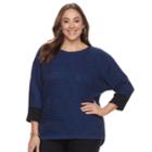 Plus Size Dana Buchman Wave Boatneck Sweater, Women's, Size: 1xl, Med Blue
