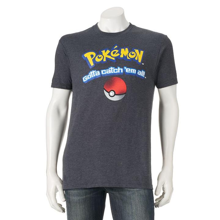 Men's Pokemon Ball Tee, Size: Xxl, Dark Grey